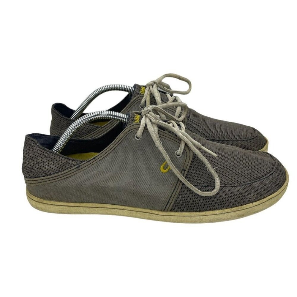 Olukai Nohea Lace Mesh Gray Mens Sneakers Shoes Size 10.5 US 43.5 EUR 10242-RKRK